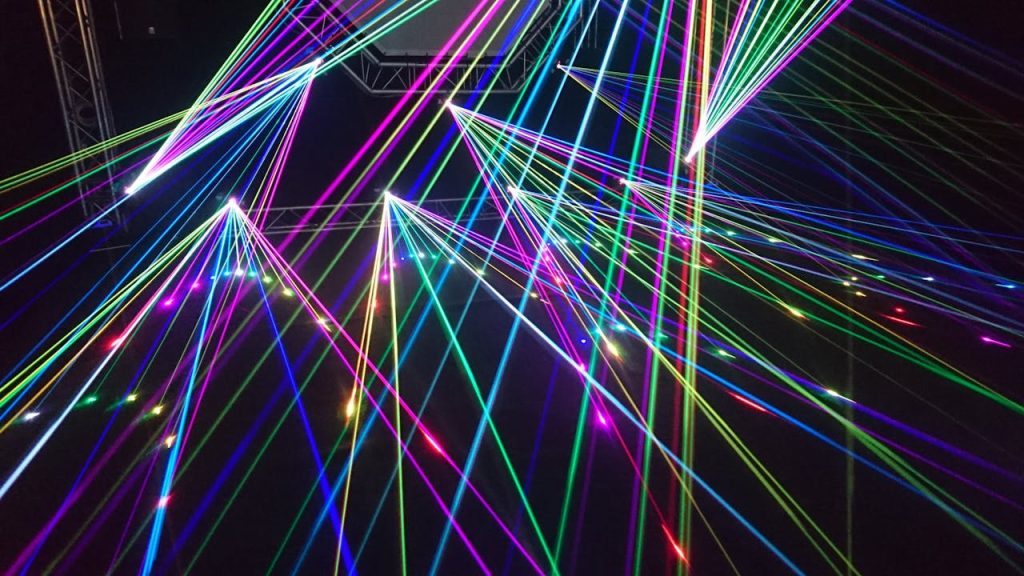 assorted-color-laser-lights-417458 Dynamic multicolor laser beams create an electrifying display in a nighttime laser show.